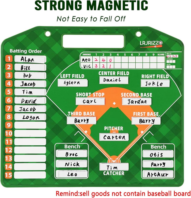 lrjrizzo Baseball Lineup Magnets, 40Pcs 0.5 x 2.3 Inch Strong Magnetism Magnetic Baseball Lineup Board Reusable Magnets for Baseball Lineup Board Softball Magnetic Lineup Board for Dugout - Image 2